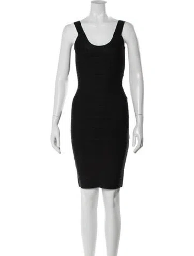 Pre-owned Herve Leger Scoop Neck Mini Dress In Black