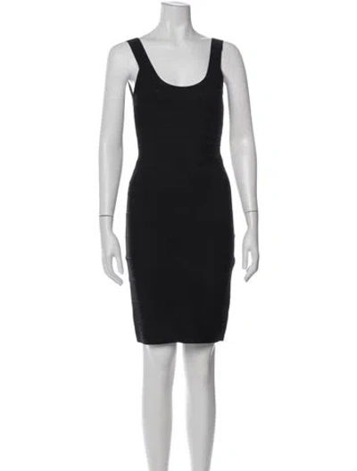 Pre-owned Herve Leger Scoop Neck Mini Dress In Black
