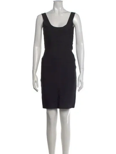 Pre-owned Herve Leger Scoop Neck Mini Dress In Black