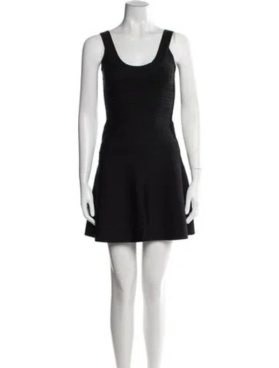 Pre-owned Herve Leger Scoop Neck Mini Dress In Black