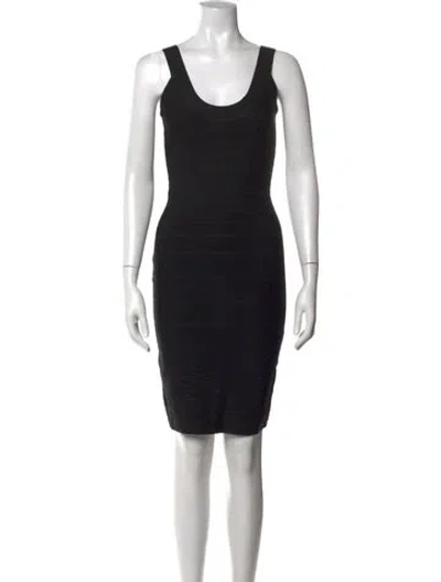 Pre-owned Herve Leger Scoop Neck Mini Dress In Black