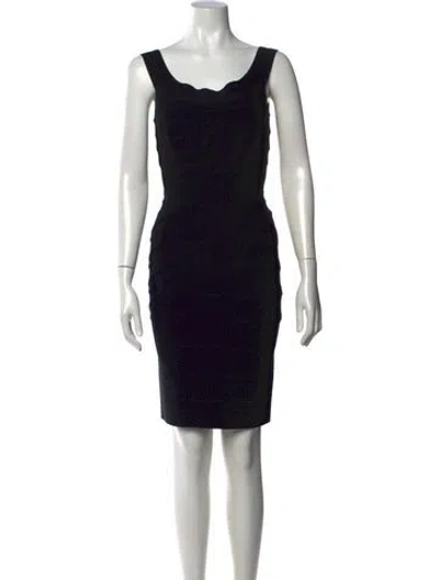 Pre-owned Herve Leger Scoop Neck Mini Dress In Black