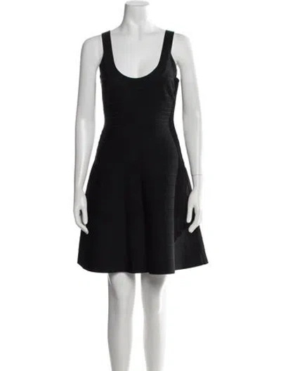 Pre-owned Herve Leger Scoop Neck Mini Dress In Black