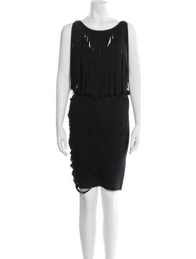 Pre-owned Herve Leger Scoop Neck Mini Dress In Black