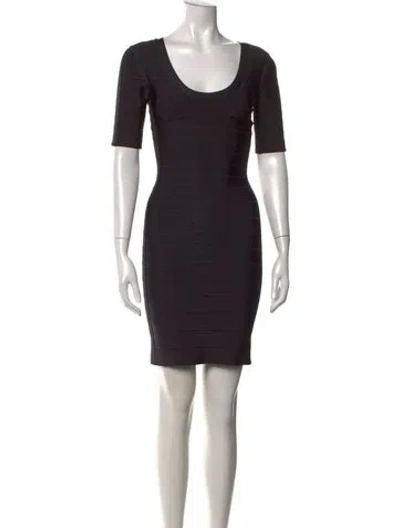 Pre-owned Herve Leger Scoop Neck Mini Dress In Black