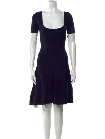 Pre-owned Herve Leger Scoop Neck Mini Dress In Blue