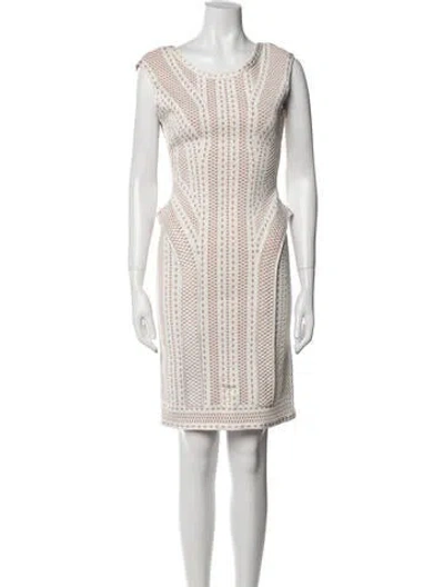 Pre-owned Herve Leger Scoop Neck Mini Dress In Multi