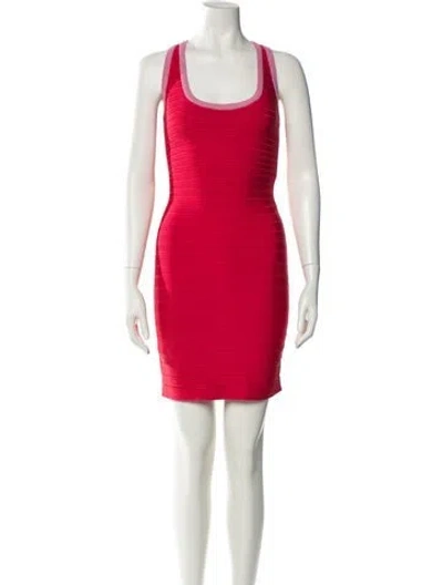 Pre-owned Herve Leger Scoop Neck Mini Dress In Multi