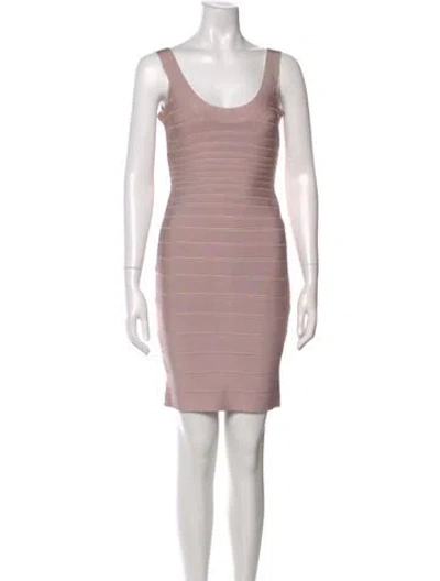 Pre-owned Herve Leger Scoop Neck Mini Dress In Pink