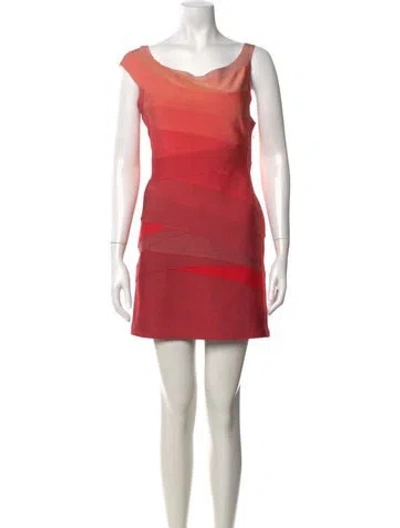 Pre-owned Herve Leger Scoop Neck Mini Dress In Pink