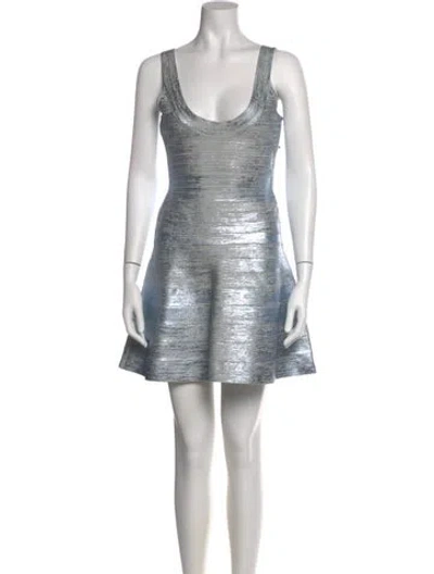 Pre-owned Herve Leger Scoop Neck Mini Dress W/ Tags