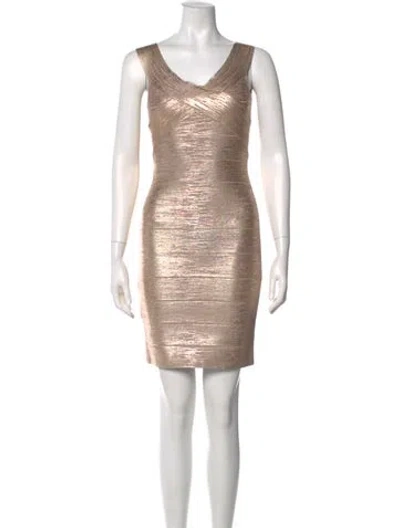 Pre-owned Herve Leger Scoop Neck Mini Dress W/ Tags
