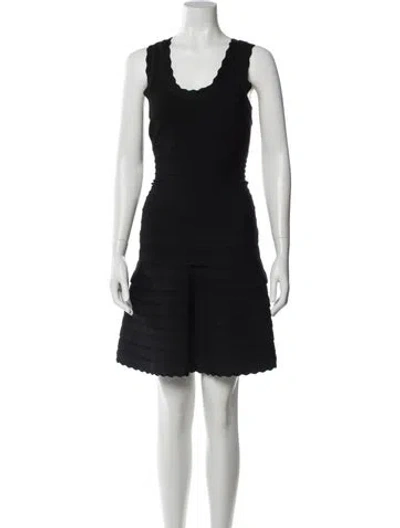 Pre-owned Herve Leger Scoop Neck Mini Dress W/ Tags In Blue