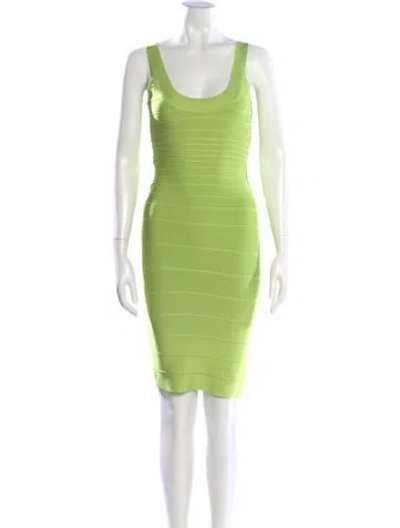 Pre-owned Herve Leger Scoop Neck Mini Dress W/ Tags In Green