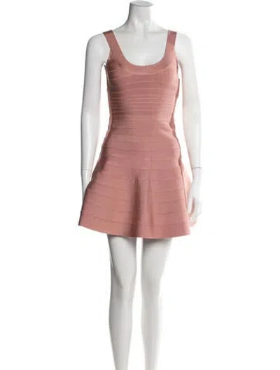 Pre-owned Herve Leger Scoop Neck Mini Dress W/ Tags In Pink
