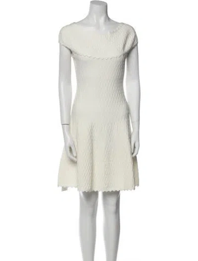 Pre-owned Herve Leger Scoop Neck Mini Dress W/ Tags In White