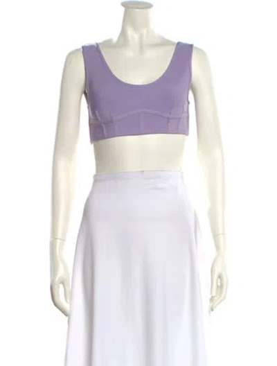 Pre-owned Herve Leger Scoop Neck Sleeveless Crop Top In Purple