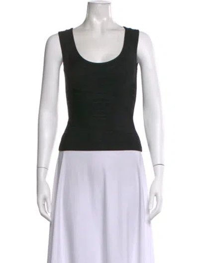 Pre-owned Herve Leger Scoop Neck Sleeveless Top In Black