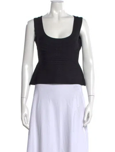 Pre-owned Herve Leger Scoop Neck Sleeveless Top In Black