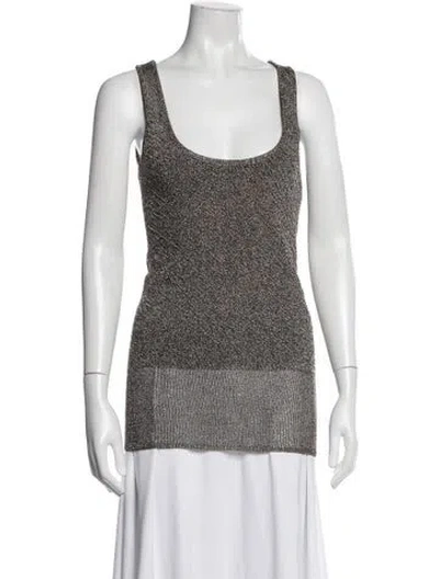 Pre-owned Herve Leger Scoop Neck Sleeveless Top In Neutrals