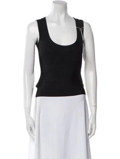 Pre-owned Herve Leger Scoop Neck Sleeveless Top W/ Tags In Black