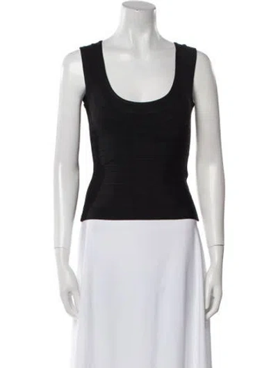 Pre-owned Herve Leger Scoop Neck Sleeveless Top W/ Tags In Black