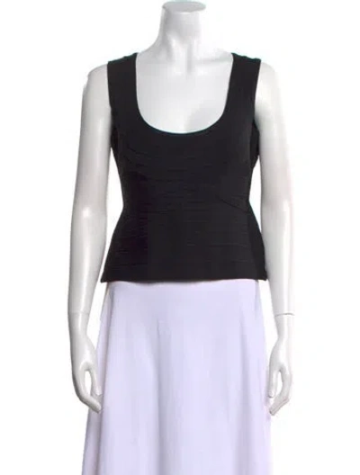 Pre-owned Herve Leger Scoop Neck Sleeveless Top W/ Tags In Black