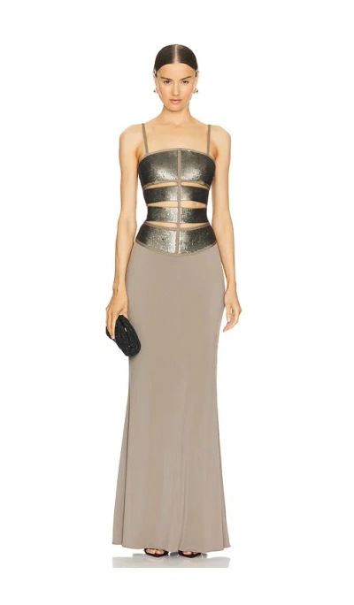 Herve Leger Sequin Gown In Æ£•è‰²