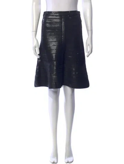Pre-owned Herve Leger Sequin Embellishments Knee-length Skirt In Black
