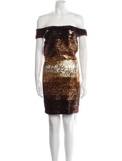 Pre-owned Herve Leger Sequin Mini Dress In Brown