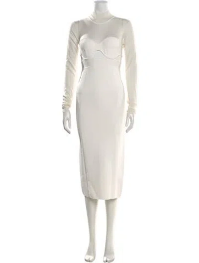 Pre-owned Herve Leger Silk Knee-length Dress In White