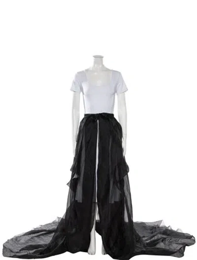 Pre-owned Herve Leger Silk Long Skirt W/ Tags In Black