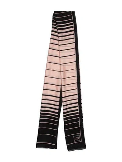 Pre-owned Herve Leger Silk Striped Scarf In Black/pink