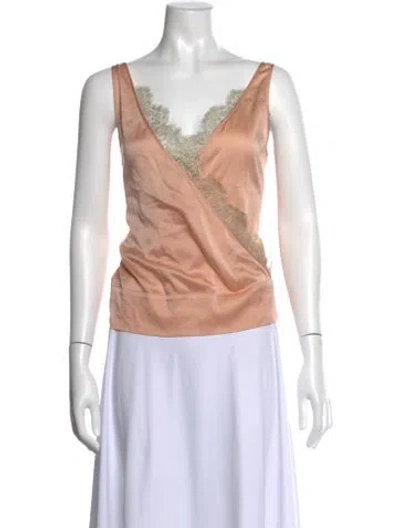 Pre-owned Herve Leger Silk V-neck Top In Pink