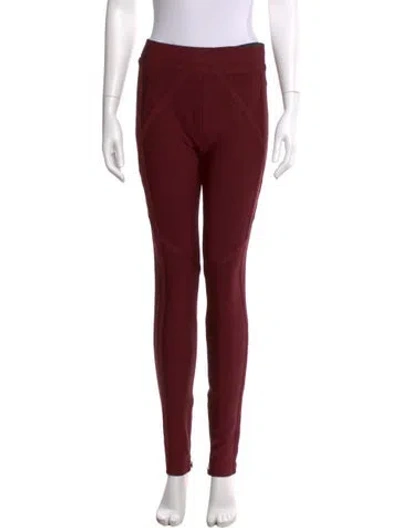 Pre-owned Herve Leger Skinny Leg Pants In Burgundy