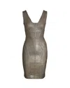 Herve Leger Sleeveless Bandage Dress In Gold Rayon In Gold
