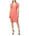 Herve Leger Sleeveless Fringed Dress In Deep Sea Coral