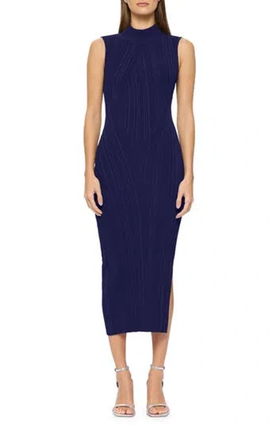 Herve Leger Sleeveless Knit Dress In Classic Blue