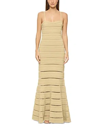 Herve Leger Sleeveless Stitched Bandage Gown In Met Gold
