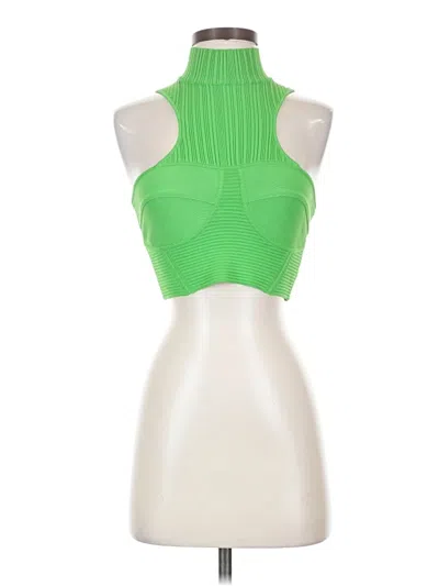 Pre-owned Herve Leger Sleeveless Top Green Halter Neckline Tops