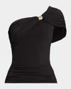 Herve Leger Sofia One-shoulder Drape Top In Black