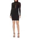 Herve Leger Sporty Sheer Mock-neck Mini Dress In Black