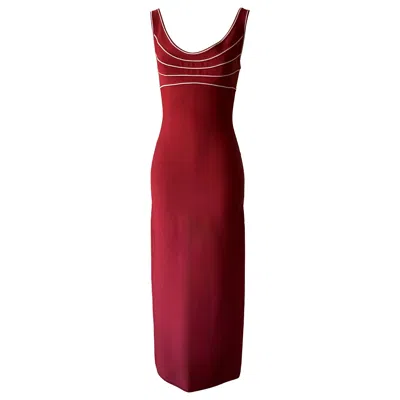 Pre-owned Herve Leger Hervé Léger Spring Summer 1997 Red Bodycon Maxi Dress