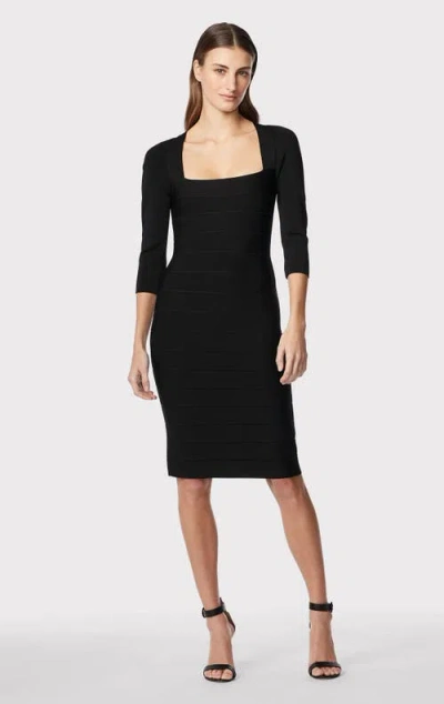 Herve Leger Square Neck Icon Dress In Black