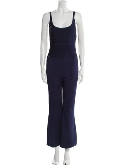 Pre-owned Herve Leger Square Neckline Jumpsuit In Blue