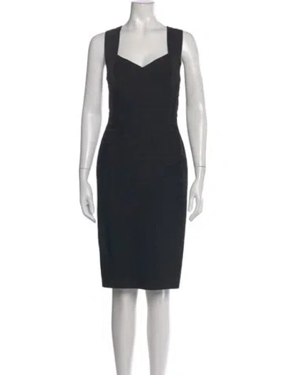 Pre-owned Herve Leger Square Neckline Knee-length Dress In Black