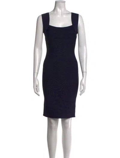 Pre-owned Herve Leger Square Neckline Knee-length Dress In Black