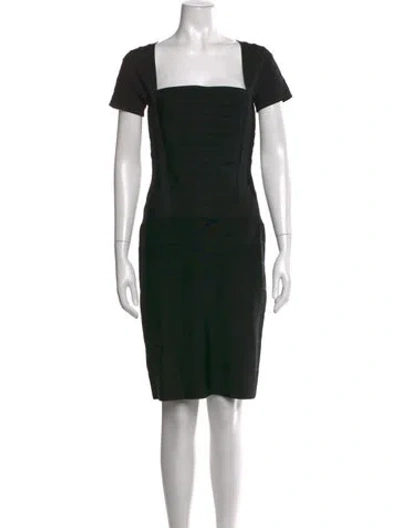 Pre-owned Herve Leger Square Neckline Knee-length Dress In Black