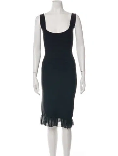 Pre-owned Herve Leger Square Neckline Knee-length Dress In Black