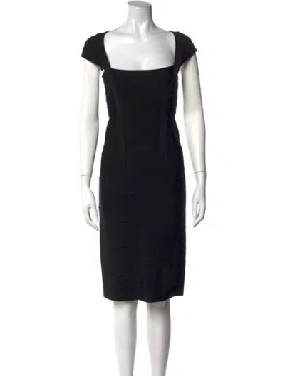 Pre-owned Herve Leger Square Neckline Knee-length Dress In Black